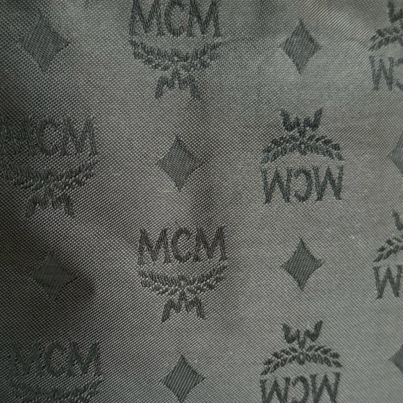 MCM Black Nylon Monogram Visetos Pouch with Gold Accents Unisex Travel Bag